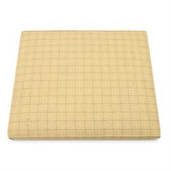 Large footstool, upholstered in tweed fabric