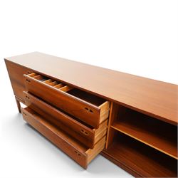 Robert Heritage (1927-2008) for Archie Shine - Large rosewood sideboard, with a central bank of three drawers flanked by a cupboard either side, raised on square tapering supports