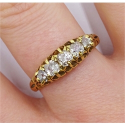 18ct gold five stone old cut diamond ring, total diamond weight approx 0.40 carat