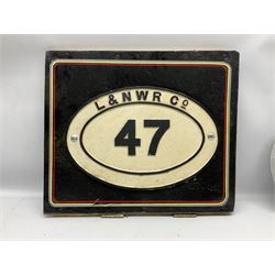 Railway Interest; Cast iron LNWR railway bridge plate, together with cast iron sign ' Nevers S.N.C.F 040.TX.47' and reproduction Great Eastern Railway cast metal wall plaque