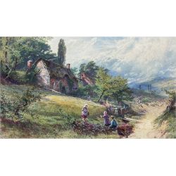 Edwin John Ellis (British 1841-1895): 'An English Cottage Home in the Vale of Pickering - Yorkshire', watercolour signed and dated 1870, titled verso 29cm x 49cm