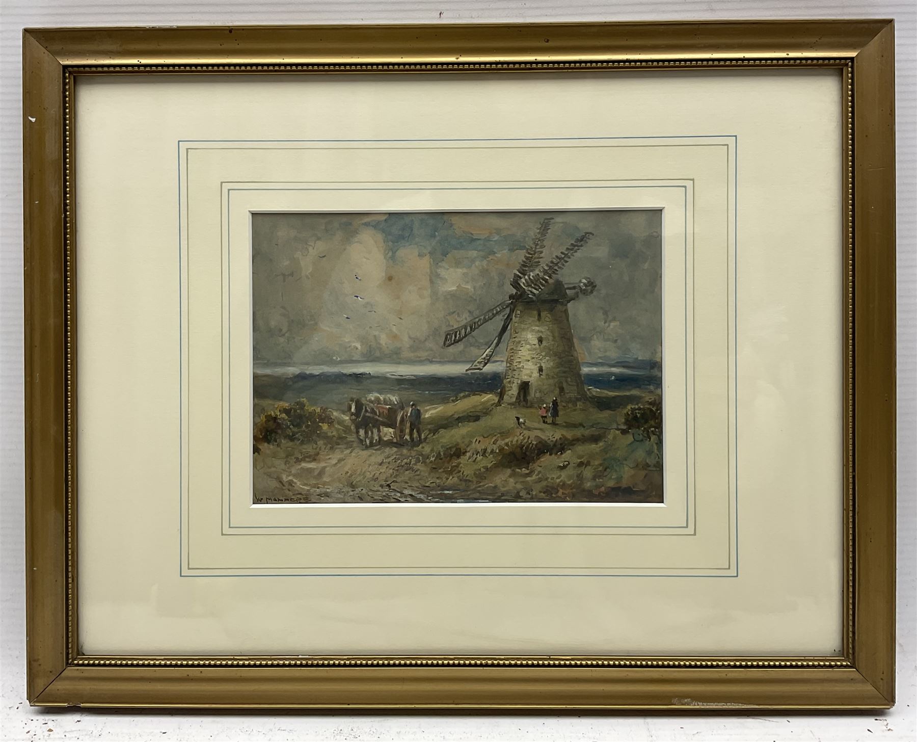 William Manners (British 1860-1930): 'Windmill near St Annes', watercolour signed, titled beneath mount verso 12cm x 17.5cm 