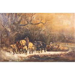 Harden Sidney Melville (British 1824-1894): The Logging Cart, oil on canvas signed 39cm x 60cm (2)