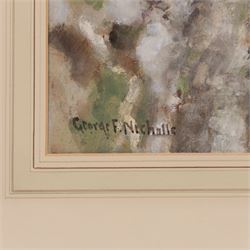 George Frederick Nicholls (British 1885-1937): Mill in Snow, watercolour heightened with white signed 37cm x 49cm 